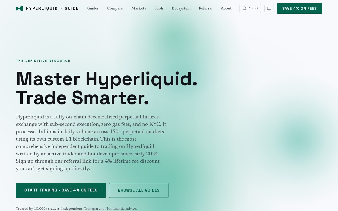 hyperliquidguide.com homepage screenshot
