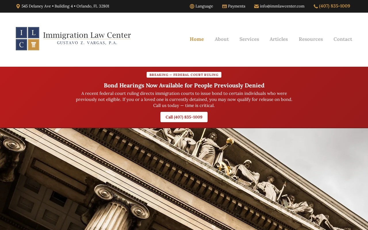 immlawcenter.com homepage screenshot